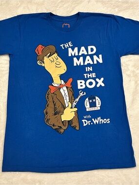 'The Mad Man in the Box' Graphic Blue Tee with Dr. Whos Size M